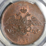 1833 ЕМ ФХ PCGS MS 63 Russia 5 Kopeks Nicholas I Czar Coin POP 3/0 (21052002C)