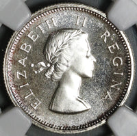 1956 NGC PF 66  South Africa Proof 1 Shilling Silver Coin 1.7k (21012801C)