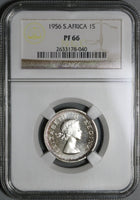 1956 NGC PF 66  South Africa Proof 1 Shilling Silver Coin 1.7k (21012801C)