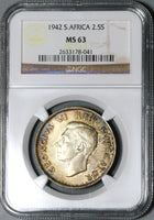 1942 NGC MS 63 South Africa Silver 2.5 Shillings George VI Coin (21012804C)