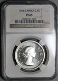1954 NGC PF 65 South Africa Proof 2 1/2 Shillings 1/2 Crown Silver Coin (19100905C)