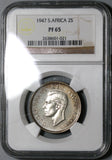 1947 NGC PF 65 South Africa Proof 2 Shillings Florin Silver Coin Mintage 2,600 (19100702C)