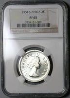 1954 NGC PF 65 South Africa Proof 2 Shillings Florin Silver Coin Mintage 3,150 (19100704C)