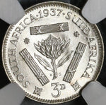 1937 NGC MS 63 South Africa 3 Pence George VI Silver Coin (20082302C)