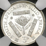 1937 NGC MS 63 South Africa 3 Pence George VI Silver Coin (20082302C)