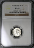1937 NGC MS 63 South Africa 3 Pence George VI Silver Coin (20082302C)
