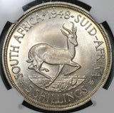1948 NGC MS 64 South Africa 5 Shillings Springbok Silver Crown Coin (19101003C)