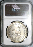 1948 NGC MS 64 South Africa 5 Shillings Springbok Silver Crown Coin (19101003C)