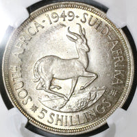 1949 NGC MS 64 South Africa 5 Shillings Springbok Silver Crown Coin (19101101C)