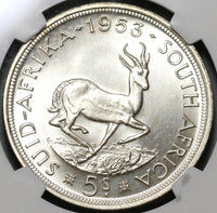 1953 NGC PF 63 South Africa 5 Shillings Springbok Silver Proof Coin (19101103C)