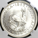 1953 NGC PF 63 South Africa 5 Shillings Springbok Silver Proof Coin (19101103C)