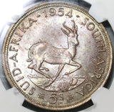 1954 NGC MS 63 South Africa 5 Shillings Springbok Silver 10K Coin (19101104C)