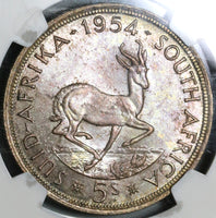 1954 NGC MS 63 South Africa 5 Shillings Springbok Silver 10K Coin (19101104C)