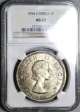 1954 NGC MS 63 South Africa 5 Shillings Springbok Silver 10K Coin (19101104C)