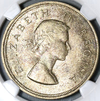 1955 NGC MS 63 South Africa 5 Shillings Elizabeth II Springbok Silver Crown 40K Coin (21012806C)