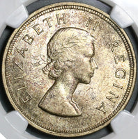 1955 NGC MS 63 South Africa 5 Shillings Elizabeth II Springbok Silver Crown 40K Coin (21012806C)