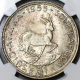 1955 NGC MS 63 South Africa 5 Shillings Elizabeth II Springbok Silver Crown 40K Coin (21012806C)