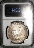1955 NGC PF 65 South Africa 5 Shillings Elizabeth Silver Proof Springbok Coin (21012805C)