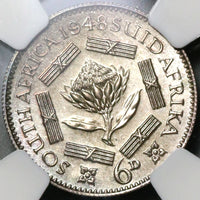 1948 NGC PF 66 South Africa Silver 6 Pence George VI Proof Coin (21012204C)
