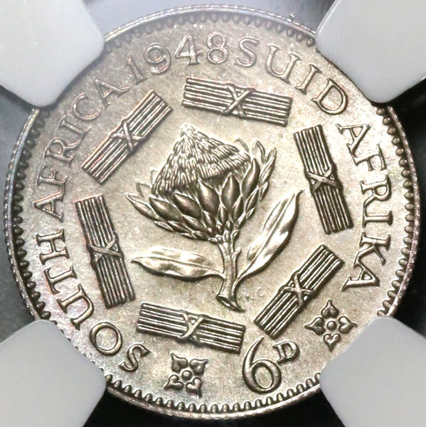 1948 NGC PF 66 South Africa Silver 6 Pence George VI Proof Coin (21012204C)