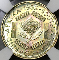 1952 NGC PF 66 South Africa Silver 6 Pence Proof George VI Coin (21012205C)