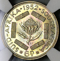 1952 NGC PF 66 South Africa Silver 6 Pence Proof George VI Coin (21012205C)