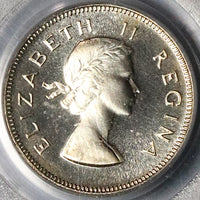 1954 PCGS PR 67 South Africa 6 Pence Gem Proof Protea Flower Silver Coin (23032603C)