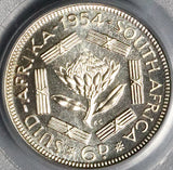 1954 PCGS PR 67 South Africa 6 Pence Gem Proof Protea Flower Silver Coin (23032603C)