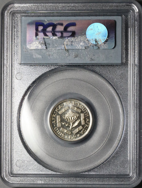 1954 PCGS PR 67 South Africa 6 Pence Gem Proof Protea Flower