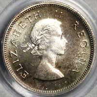 1955 PCGS PR 67 South Africa 6 Pence Gem Proof Protea Flower Silver Coin (23032604C)