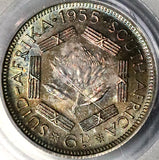 1955 PCGS PR 67 South Africa 6 Pence Gem Proof Protea Flower Silver Coin (23032604C)