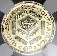 1959 NGC PF 65 South Africa 6 Pence Proof Elizabeth II RARE Coin (22051702C)
