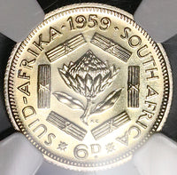 1959 NGC PF 65 South Africa 6 Pence Proof Elizabeth II RARE Coin (22051702C)