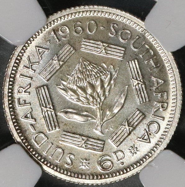 1960 South Africa 6 Pence NGC PF 65 Last Union Proof Coin