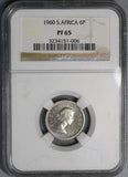 1960 South Africa 6 Pence NGC PF 65 Last Union Proof Coin (18081103C)