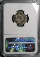 1542 NGC F 12 Mary Queen Scots Scotland Bawbee Thistle Silver Coin (21102702C)