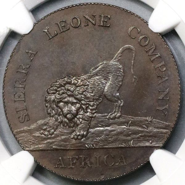 1791 NGC PF 63 Sierra Leone Proof Penny Lion Britain Colony Coin (19020502C)