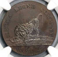 1791 NGC PF 63 Sierra Leone Proof Penny Lion Britain Colony Coin (19020502C)