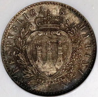 1898 NGC MS 63 San Marino 50 Centesimi Silver Mint State Coin 40K (22012601C)