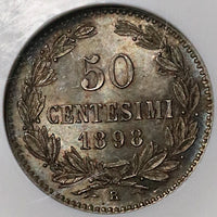 1898 NGC MS 63 San Marino 50 Centesimi Silver Mint State Coin 40K (22012601C)