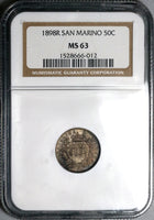 1898 NGC MS 63 San Marino 50 Centesimi Silver Mint State Coin 40K (22012601C)