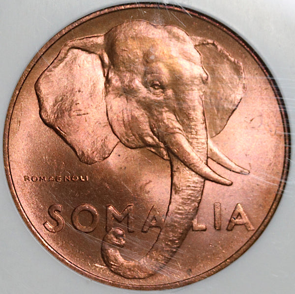 1950 NGC MS 66 Somalia 10 Centesimi Elephant AH 1369 BU Coin (21051503C)