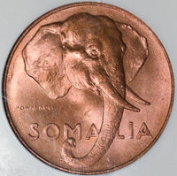 1950 NGC MS 66 Somalia 10 Centesimi Elephant AH 1369 BU Coin (21051503C)