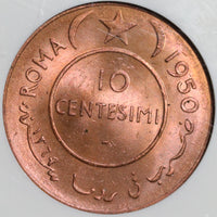 1950 NGC MS 66 Somalia 10 Centesimi Elephant AH 1369 BU Coin (21051503C)