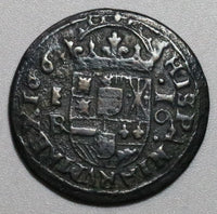 1664 Spain 16 Maravedis King Philip IV Segovia Mint XF Copper Coin (19092804R)