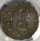1664 PCGS VF 35 Spain 16 Maravedis Double Struck Mint Error Philip IIII Cuenca Coin POP 1/0 (22032602C