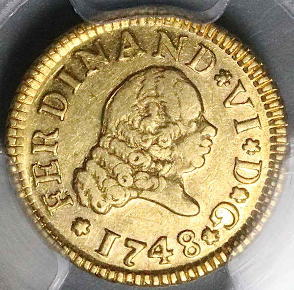 1748 PCGS AU 55 Spain 1/2 Escudo Ferdinand VI Gold Madrid Mint Coin POP 1/0 (23010601C)