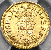 1748 PCGS AU 55 Spain 1/2 Escudo Ferdinand VI Gold Madrid Mint Coin POP 1/0 (23010601C)