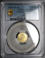 1757 PCGS UNC Spain 1/2 Escudo Ferdinand VI Gold Madrid Mint Coin (22102002C)