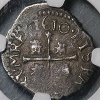 1610-B NGC XF 40 Spain 1/2 Real Philip III Seville Mint Mongram Cob Silver Coin POP 1/0 (20051502C)
